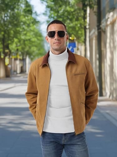 QIXING Men's Thermal Tops Long Sleeve Roll Neck Shirts Cotton Base Layer Thermal Underwear Tops (White, S) — view 3