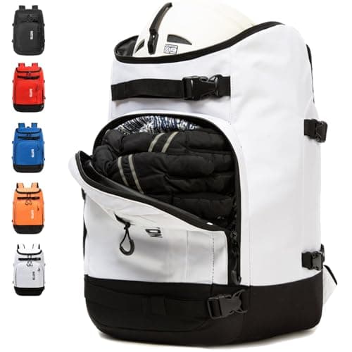MARITTON Ski Boot Bag - Travel Backpack for Snowboard & Ski Boots, Helmet, Goggles, Gloves, Accessories. (White)