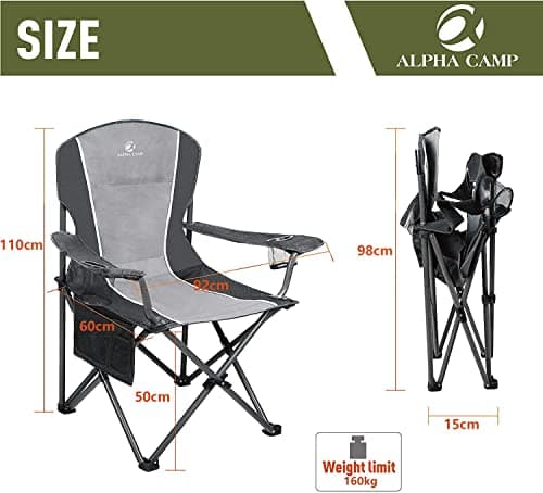 ALPHA CAMP Camping Folding Chair for Heavy People Portable Heavy Duty Chair — view 3