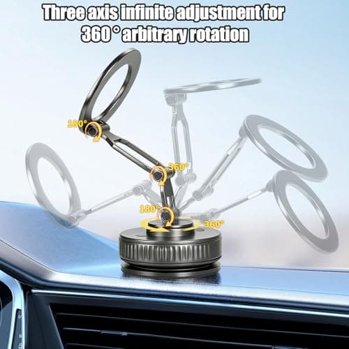 Quentis Mobile Phone Holder Car with Foldable Arm – No Residue Adhesive Car Phone Mount for Dashboard Leather, Strong Gel Universal Phones Holder for Navigation Black — view 5