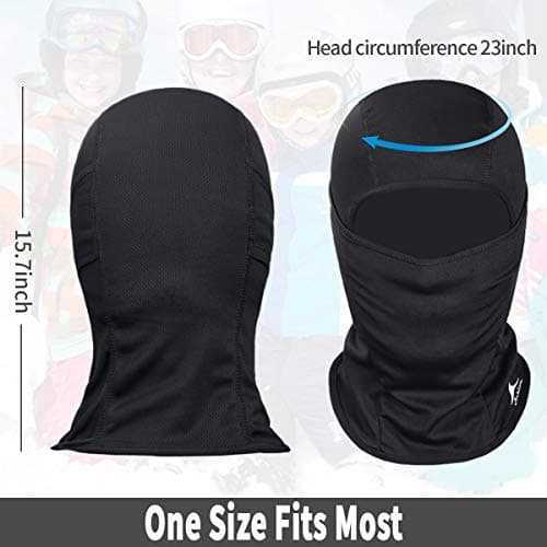 Achiou Balaclava Face Mask, Ski Mask UV Protector Lightweight for Motorcycle Cycling Running Black — view 5