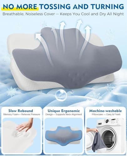 Drifina Orthopaedic Neck Support Pillow for Side Sleepers, Cervical Memory Foam Pillow for Neck & Shoulder Pain Relief, Dual-Height Ergonomic Bed Pillow, Cooling Washable Cover, 100-Night Trial — view 6