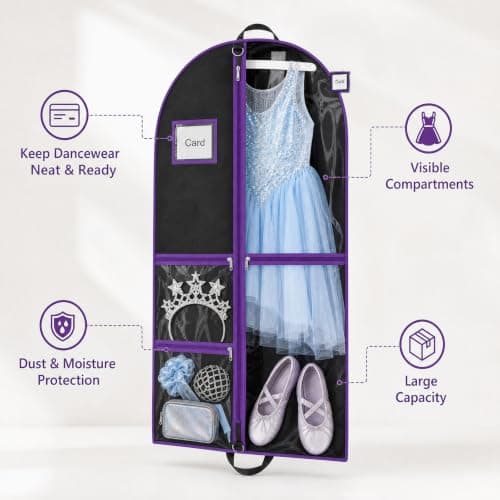 Dance Costume Bag, 40 inch Costume Bags for Dancers, Hanging Dress Bags — view 2