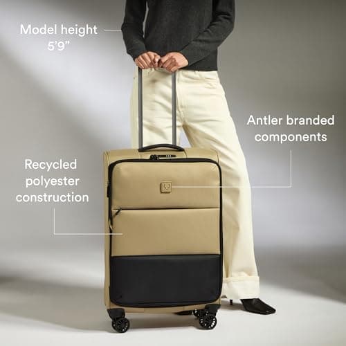 ANTLER - Soft Stripe 2.0 Medium Suitcase - Adjustable Handle, 4 Spinner Wheels, Lightweight, TSA Lock - Recycled Polyester Luggage - 71cm, Sand Yellow — view 4