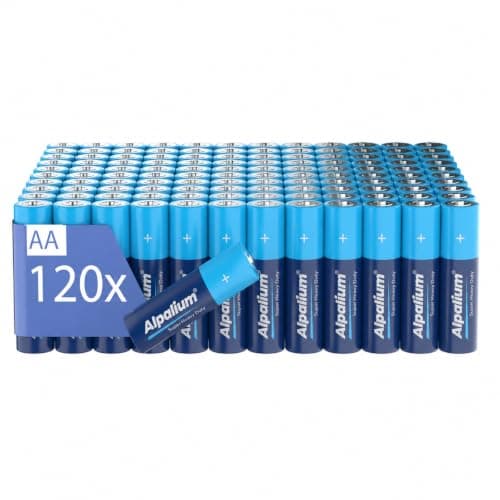Alpalium AA Batteries R6 Mignon - Pack of 120, Zinc Charcoal, Long Shelf Life, Cadmium & Mercury Free, Environmentally Friendly Packaging, Storage Pack