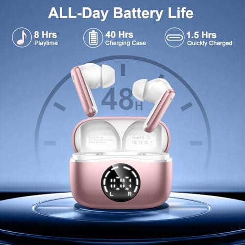 Donerton Wireless Earbuds Bluetooth 5.4, 4 ENC Noise Cancelling Microphone, Bluetooth Earphones HiFi Stereo Deep Bass, 50H Playtime LED Display, IP7 Waterproof Fast Charge in-Ear Headphones — view 4