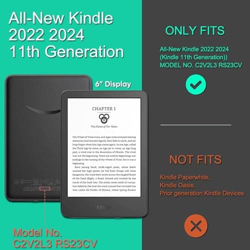 CIAOYE Compatible with 6" New Kindle 11th Generation Case 2024/2022 Release, Lightweight PU Leather Hard Plastic Cover with Smart Auto Wake/Sleep for Amazon Kindle 11th Generation 2024/2022, Orange — view 2