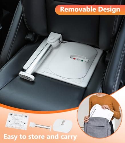 DICMKY Car Seat Tray Table, Height Adjustable Travel Tray for Kids/Adults, Car Lap Desk for Laptop Computer Tablet Book, Front Passenger/Rear Seat Food Eating, Essentials Accessories for Long Trips — view 6