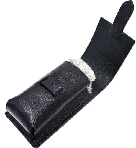 Parker Safety Razor Genuine Leather Travel Shave Brush Case (Black) — view 5