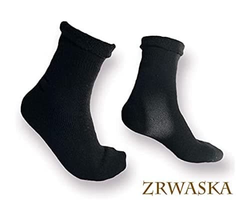 ZRWASKA Men's Diabetic Merino Wool Socks Extra Warm Thermal Sock 2.4 TOG UK Size 6-11Wol Blend, Hiking, Walking, Outdoor Winter 2 Pairs Sox (Pack of 2 (Black)) — view 2