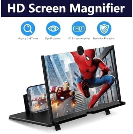 Goevcclei 14" Inch phone magnifier screen,HD Phone Amplifier with Folding Stand Holder Portable Movie Video Game Enlarger 3d Movies Phone Projector Gadgets for Gifts — view 2
