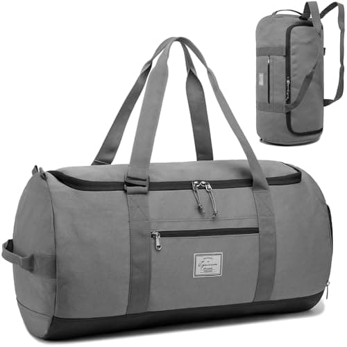 Lyweem Sports Gym Bag Men - 60L Large Travel Duffle Bag with Shoe Compartment, Weekend Holdall Bags, Overnight Duffel Bag Backpack, Grey — view 2