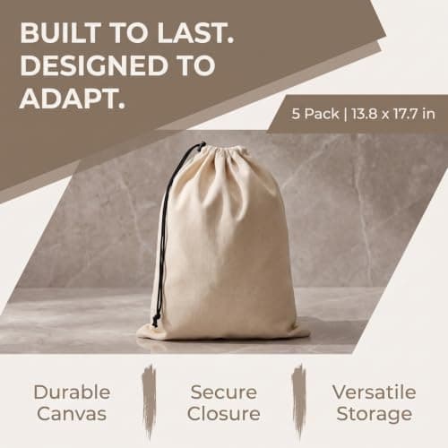 Focenat 5 Pack Shoe Bags for Travel, 45 x 35 cm Cotton Drawstring Storage — view 5