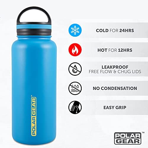 Polar Gear 1L Insulated Water Bottle - 2 Lids - Leakproof Stainless Steel — view 4