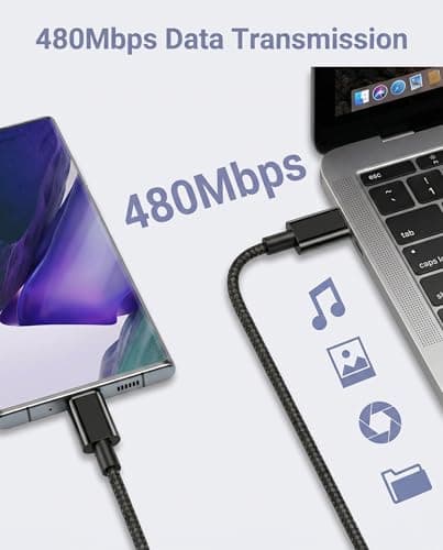USB C to USB C Charger Cable 1M+2M 2Pack,60W Phone Charger Cable USB-C Fast Charge Nylon Braided USBC Fast Charging cable Type c Lead compatible with i-Phone 17/16/15 Pro Max,MacBook Air,for Sam/sung — view 3