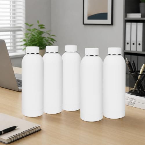 10 Pack Insulated Water Bottles, 17oz Stainless Steel Tumblers Bulk, White — view 4