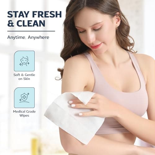 60 XL Body Wipes – Wet Wipes for Adults No Shower – 6 Packs of 10 – Extra Moist Bath with Aloe & Vitamin E for Camping, Travel, Gym & Bedridden Care — view 5