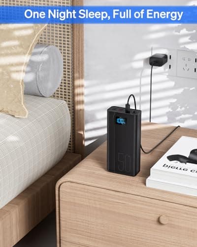Power Bank 50000mAh Portable Charger: Powerbank with Flashlight and Large Capacity-22.5 W Fast Charging External Battery- White 3PM MP3 Player with Streaming Player Android — view 6