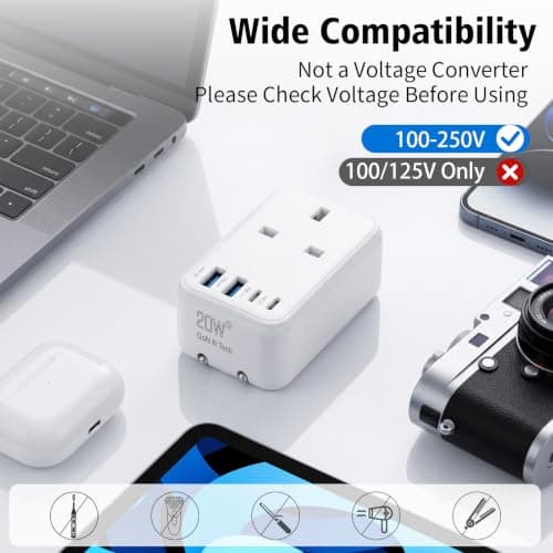 UK to Universal Plug Adapter,SHUOMAO Thin PD20W Worldwide Travel Adaptor — view 6