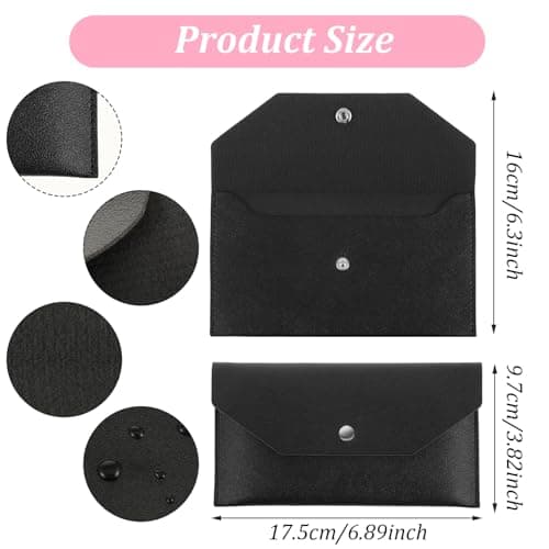 Cash Envelope Wallet, PU Leather Money Envelopes for Cash Waterproof Reusable Money Wallet for Travel Budgeting Wedding Birthday Graduation Holidays（Black） — view 2