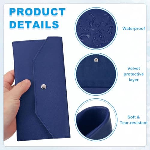 PATIKIL Cash Envelope Wallet, Budget Cash Holder Reusable Money Bag Pouch Leather Money Organizer Pouch for Men Women Receipt Check Bill Travel Graduation Holidays, Blue — view 3