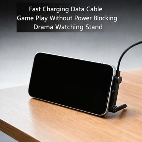 65W Invisible Holder Charger Cable with Stand & Phone Lanyard, Fast Charging USB A to C, 2-in-1 Fast Charging Cord & Phone Sta/nd with Wrist Strap, Foldable Stand for Gaming, Anti-Theft Phone Strap — view 4
