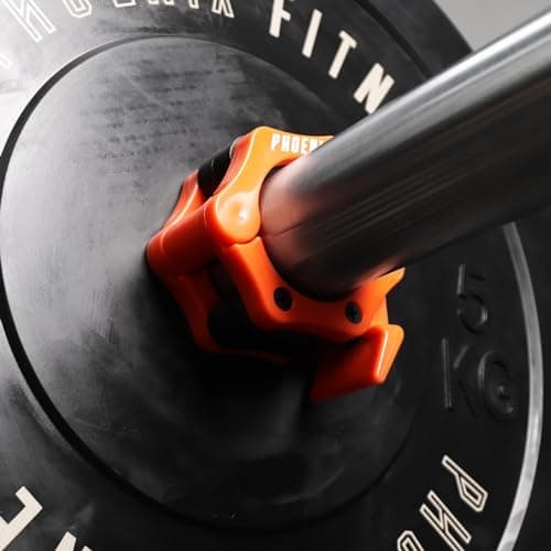 Phoenix Fitness Barbell Clamps - Pair of 1” or 2” Olympic Bar Collars for Weightlifting Bars - Set of 2 Heavy-Duty Barbell Clips - Quick Release Clamps for Home & Gym Training - Orange, 2-inch — view 3