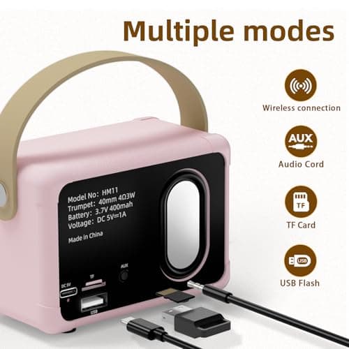 Retro Bluetooth Speaker,Birthday Gifts for Teenage Girls,Pink Room Decor — view 4