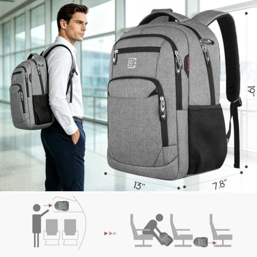KASIBON Laptop Backpack for Men, Anti-Theft Travel Backpack Business — view 3