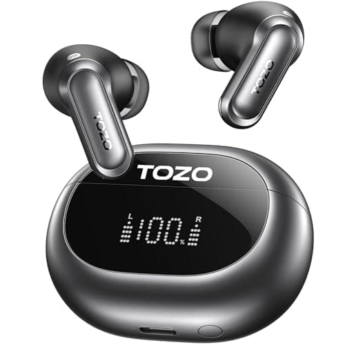 TOZO NC20 Active Noise Cancelling Wireless Earbuds, IPX8 Waterproof Ear Buds, LDAC Hi-Res Sound Stereo Bass, 6 Mics AI Call, Multipoint Pairing, 80H Playtime, Translation Earbuds, Wireless Charging