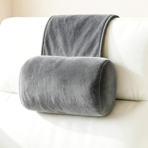 aquota Memory Foam Headrest Pillow for Recliner and Armchair, Non-Slip Ergonomic Neck Support Cushion with Side Pocket, Soft Chair Head Pillow for Sofa, Office Chair, Car and Travel, Grey