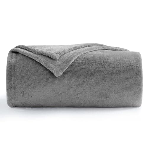 Aisbo Grey Throws Blanket for Sofas - Single Fluffy Blanket Bed Throw Fleece, Warm Soft Flannel Blanket for Couch, 130x150cm Gray