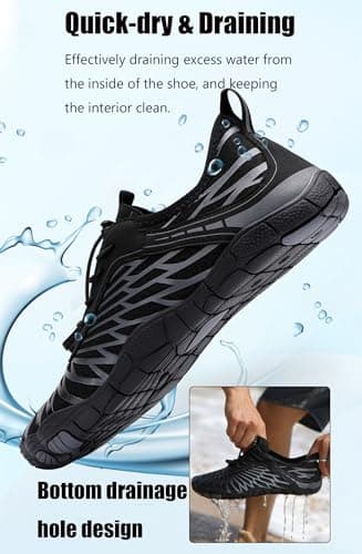 Barefoot Shoes Mens Womens Wide Toe Water Shoes Trail Running Trainers Lightweight Workout Shoes for Hiking Fitness Walking Unisex,Black Orange 9UK — view 3