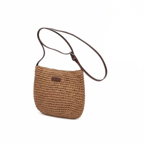 Qixkuric Straw Crossbody Bag, Summer Beach Crossbody Bag Beach Bags with Adjustable Strap Zipper Closure Woven Shoulder Bags for Holiday Travel Girls Gifts Picnic Daily Use 26.6 x 26.4 x 3.9cm