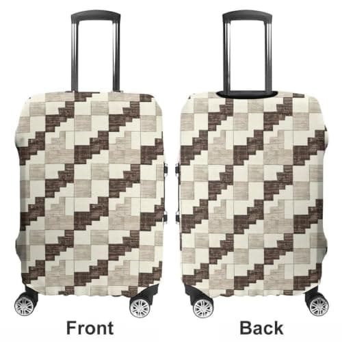 WEIHAKO Luggage Cover Elastic Anti-Scratch Suitcase Protector Washable Luggage Sleeve Cream and Brown Suitcase Cover Protector Fit 65-95 CM Suitcases Travel Accessories M — view 3