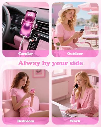 Coolden Multi Charger Cable 2 in 1 USB to USB C Cable for iPhone Charger Cables Fast Charge 60W 3.3FT Girls Cute Beaded Phone Charger Cables for iPhone 17 16 15 14 13, Galaxy S25 S24, iPad-Pink — view 6