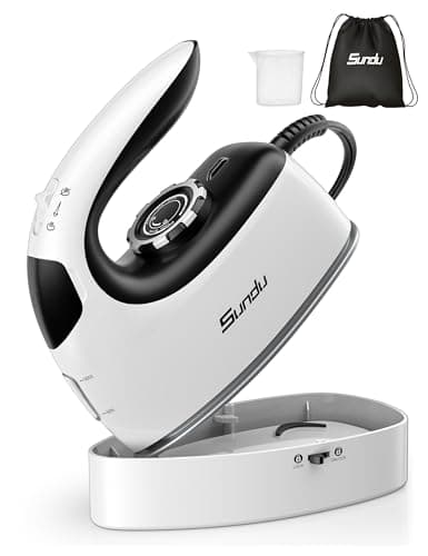 Sundu Mini Travel Iron with Steam,1000W Portable Steamer Samll Iron for Quilting & Sewing,300 Microsteam Holes,90ml water tank,lockable safety base,Digital Temperature Control-Black