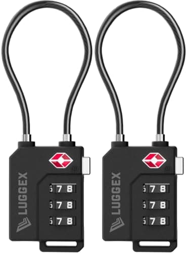 LUGGEX Suitcase Locks, Luggage Locks, TSA Approved Luggage Locks,Black,2