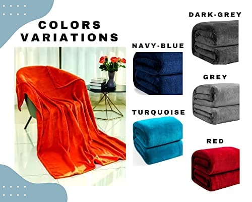 Orange Flannel Fleece Blanket fluffy throw Super soft Bed Blanket warm comfortable Throws for sofa/couch/plush/Lightweight/Travel Blankets, Double Size, 150x200cm — view 3