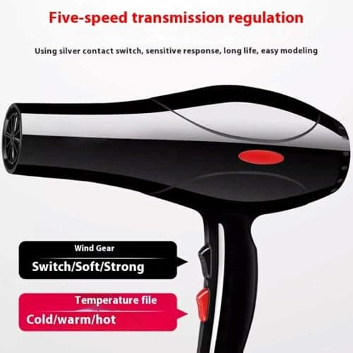 Blow Dryer, Professional Hairdryer with Comb for Women Men - Portable Hairdryer Kit with Diffuser 2 Speed 3 Heat Setting Concentrator Comb for Home Travel Hotel Commercial Use — view 5