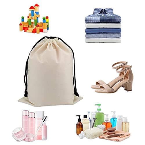 Set of 6 Cotton Travel Portable Shoes Storage Bags Organizer with Drawstring (6PCS L Size) 22.8 x 18.9 inches (58 x 48cm) — view 3