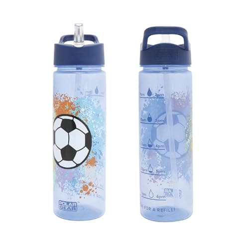 Polar Gear Football 600ml Kids Water Bottles with Straw Back to School Supplies Girls Boys Water Bottle - Water Bottle for Kids, Blue — view 2