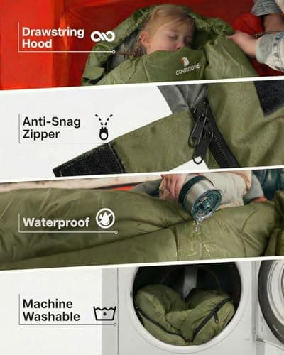 covacure Sleeping Bag, 210 * 80cm Ultra Warm & Waterproof for Adults, Green — view 3