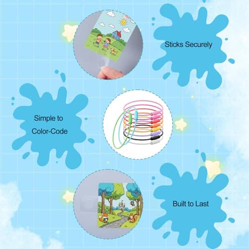 200 Pcs Card Holder Compatible with Yoto Cards, Portable Self-Adhesive Label with 10pcs Stainless Steel Key Ring Loops Compatible with Yoto Accessories Storage Organizer(0.87x1.26in) — view 3