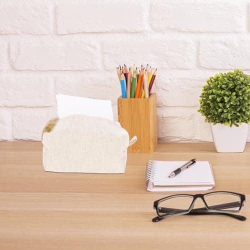 Travel Tissue Holder Car Hanging Napkin Organizer Beige Cotton Linen — view 5