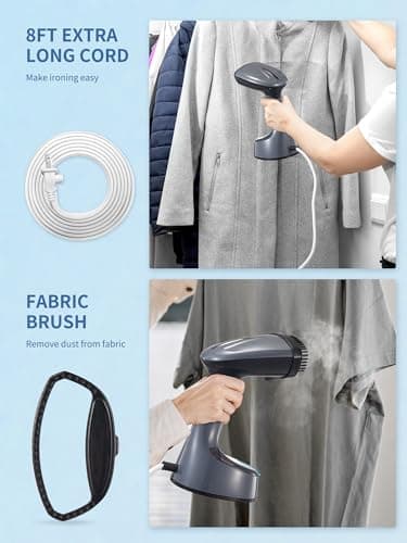 Reemix Steamer for Clothes, Folding Handheld Design Garment Wrinkles Remover, 20g/min Strong Penetrating Steam, 25-Sec Fast Heat-up, for Home, Office and Travel (dark gray) — view 6