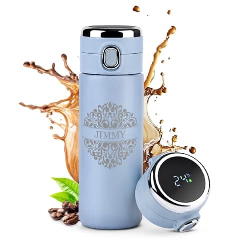 Maverton Engraved Blue Travel Mug for dad, LED Temperature Display, Name