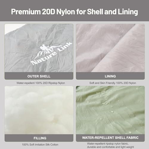 Nature Link Ultralight Backpacking Sleeping Bag 1.77lbs, Warm Weather Sleeping Bag 50℉-63℉, Nylon Shell and Lining, Waterproof, Compact and Lightweight for Backpacking Camping Hiking — view 4