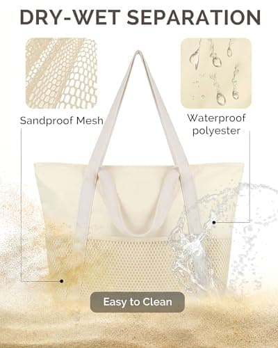 HOMESPON Beach Bag Large Waterproof Tote for Women with Zipper — view 3
