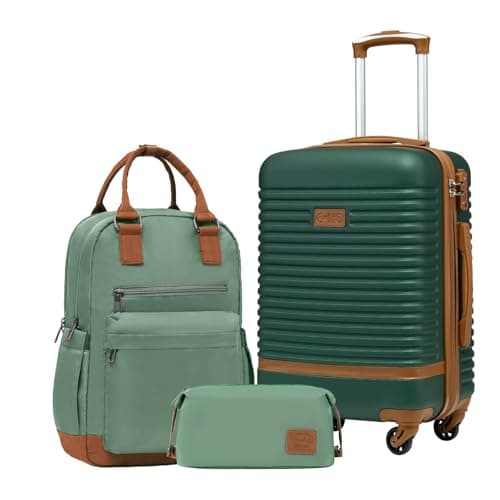 COOLIFE Suitcase Set, 3 Piece Luggage Sets with Travel Backpack & Wash Bag